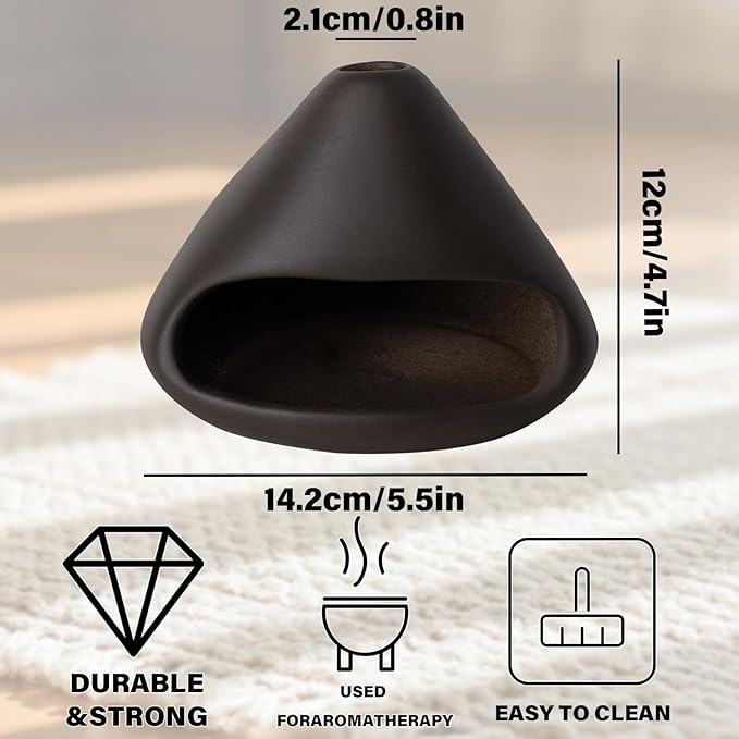 Palo Santo Holder Incense Burner-Zongzi Clay Smudge Bowl with Chimney, Mini Ceramic Fireplace for sage、Cone Burning, Aromatic Home Decor, Ceramic ash Tray, Anxiety Relief Meditation for Women