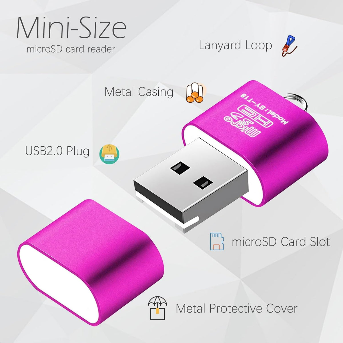 Wansurs [3 Pack] Micro SD Card Reader for Android,Micro SD Card to USB Adapter, TF Card Reader with Mini Size