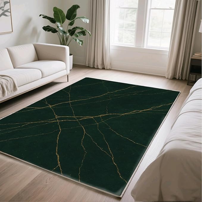 Luxury Marble Rug - 5x8 Area Rug, Abstract Marble Rugs, Modern Art Outdoor Rugs, Washable & Non Slip Carpet Home Decor
