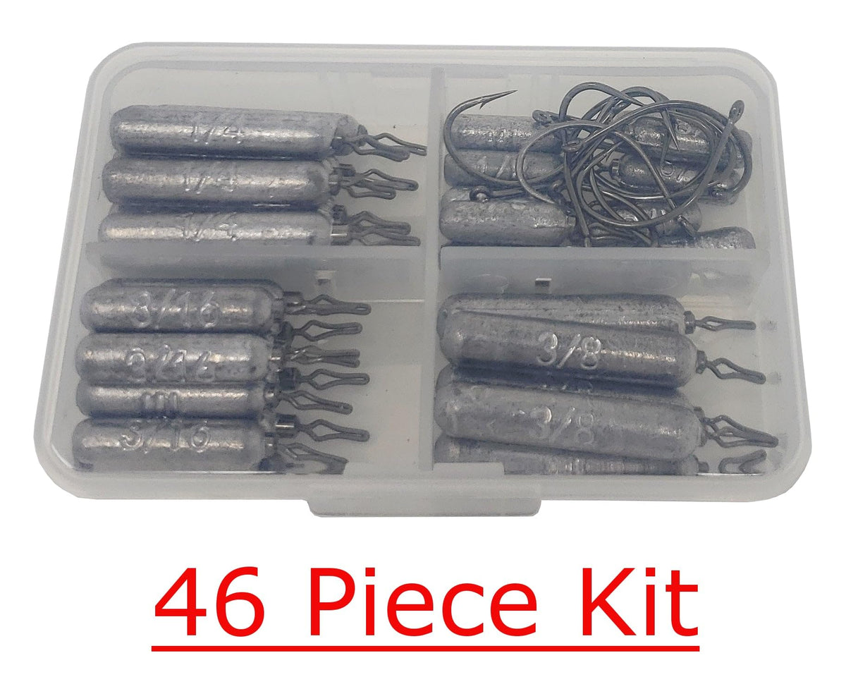 Reaction Tackle Drop Shot Weights for Bass Fishing - Skinny Pencil Sinkers for Drop Shot Rig - Freshwater and Saltwater Finesse Fishing - Silver 46 Piece Kit