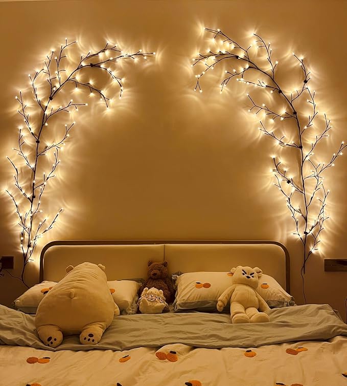 The Lighted Willow Vine Plants for Living Room Decor,LKGOOD Christmas Decorations, Light Trees with 144 LEDs Plug in for Decoration Inside(1PCS Black)