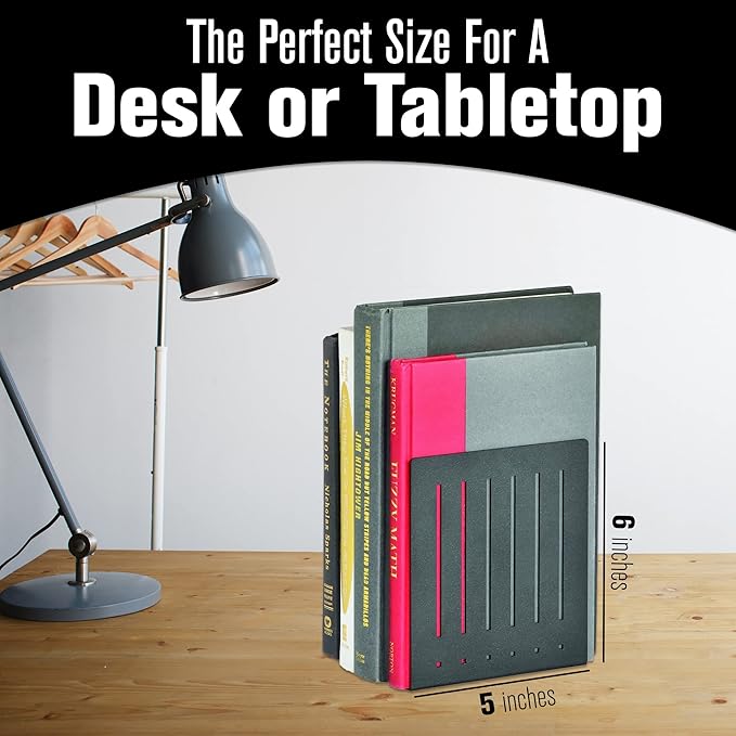 STEELMASTER by BankSupplies 6-Inch Heavy Duty Bookends | Scratch Resistant Finish | Heavy Gauge Material | Non-Slip Padded Base Protection | For Office, Bookshelves, Binders & Books