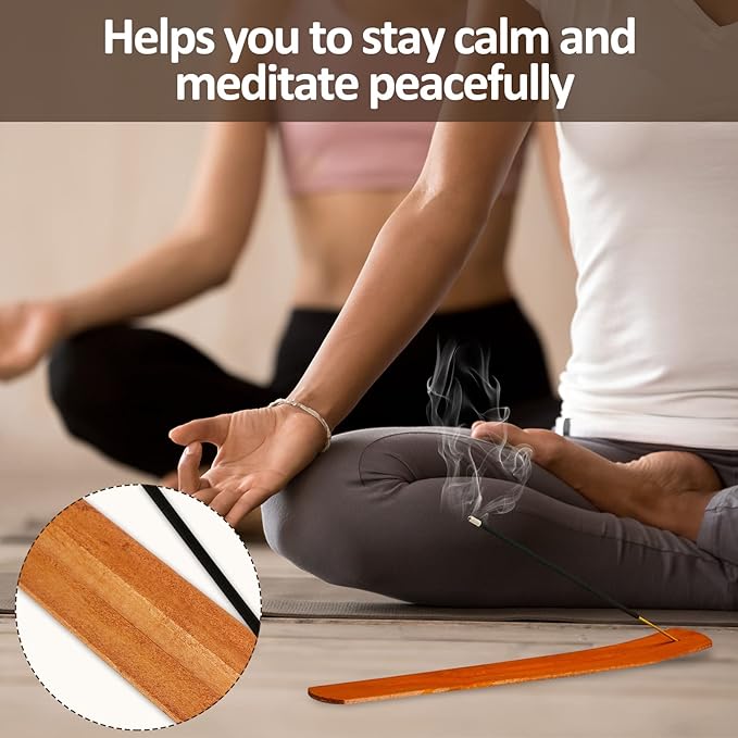 Handmade Wooden Incense Stick Holder Wood Incense Burner Ash Holder Trays for Sticks Home Utilities Accessories and Buddha Hall(24 Pieces)
