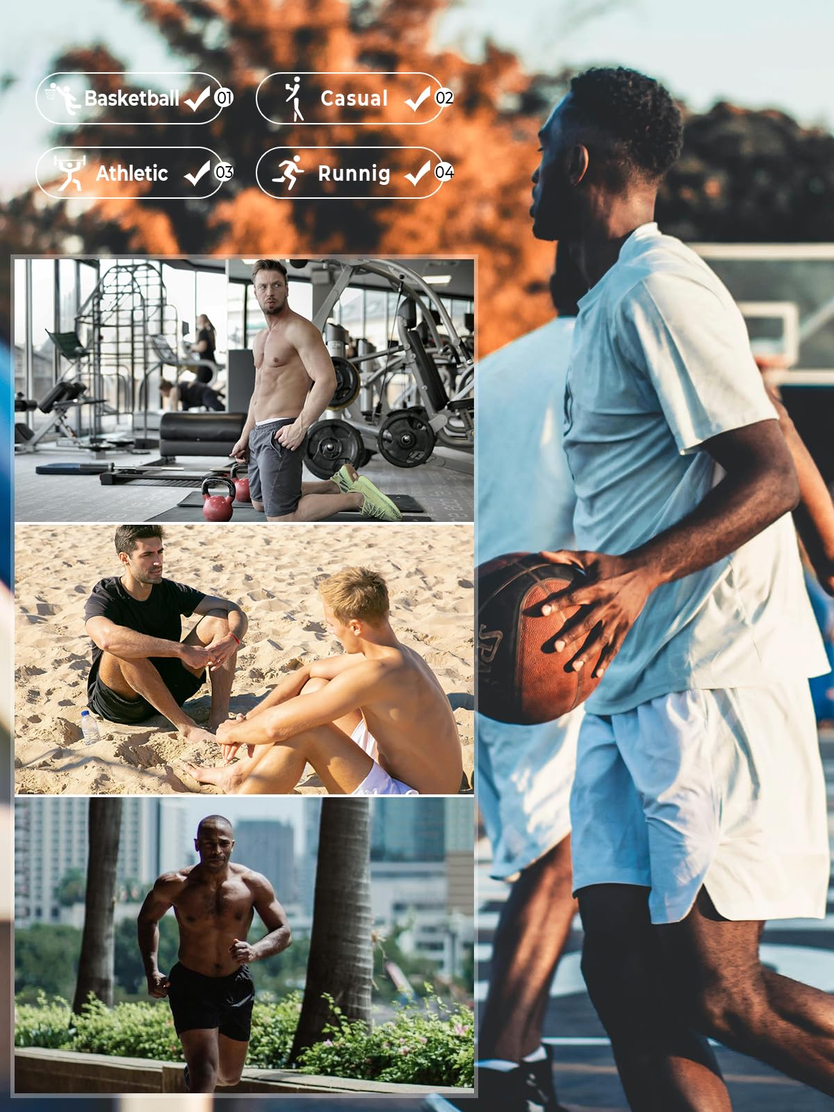 NORTHYARD Men's Athletic Running Shorts Gym Workout 7"/9"/5" Quick Dry Lightweight Sports Basketball Tennis 3 Zipper Pockets DARKBLUE L
