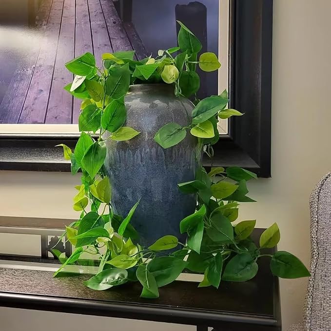 BLEUM CADE Fake Hanging Plants, 4pcs Artificial Hanging Plant, Faux Pothos Vines Greenery for Wall Home Living Room Office Indoor Outdoor Decor (No Baskets)