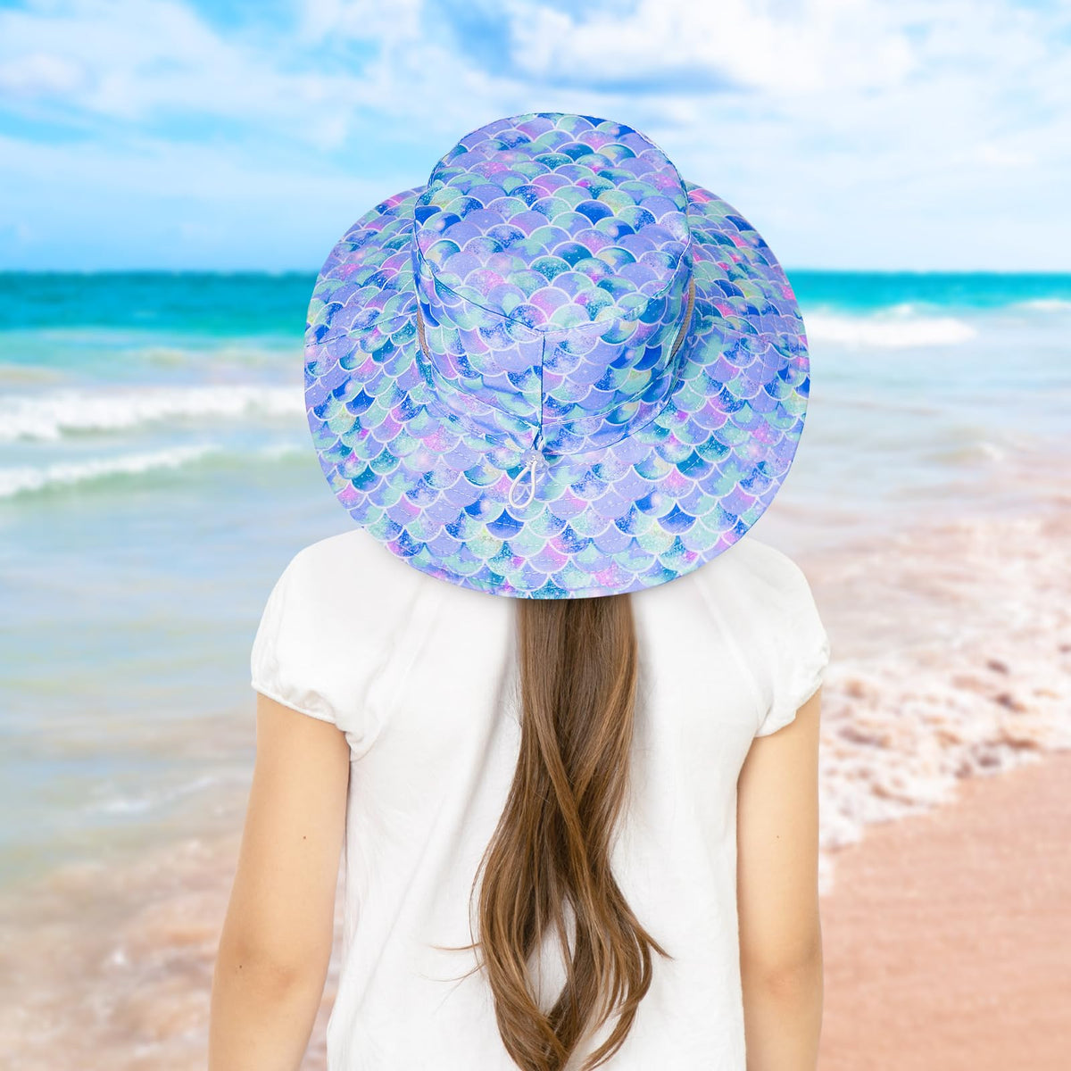 Kids Sun Hat for Girls Mesh Bucket Hat Toddler UV Protection Beach Hat Kids Foldable Fishing Hat for Girls 2-8 Years Blue