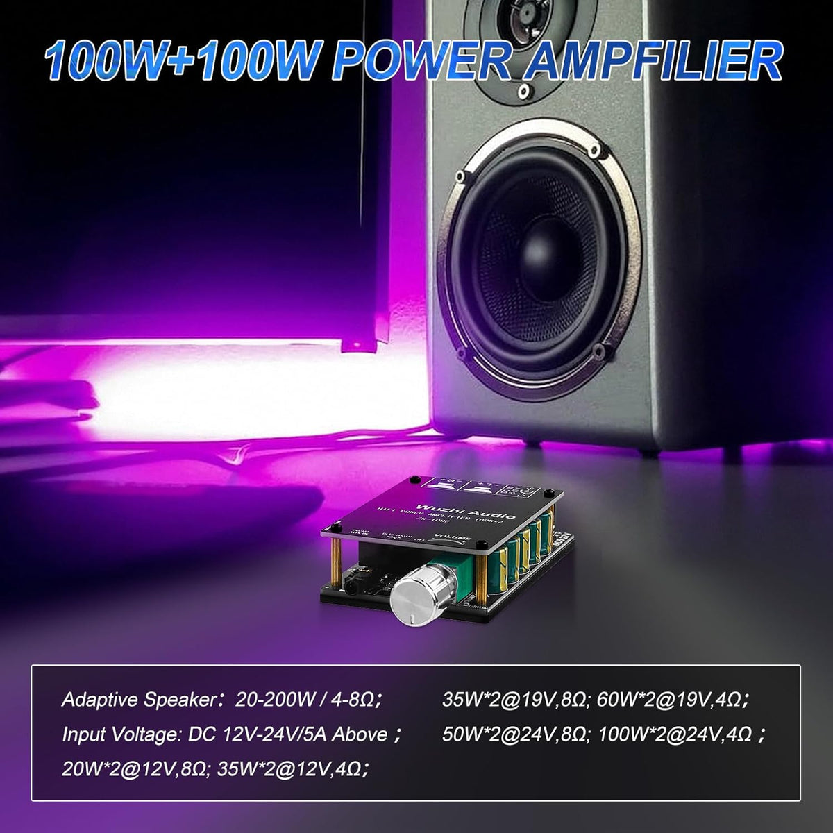 ZK-1002 5.0 100W 2 2.0 5-27V Bluetooth Audio Amplifier Board, x Channel Mini HiFi Power Amplifier Receiver with Volume