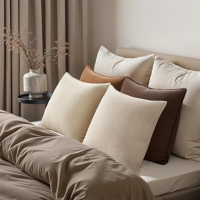 Brown Pillow Covers Pack of 4 Decorative Throw Pillow Covers Soft Accent Pillows Boho Couch Cushion Covers Modern Home Decor for Living Room Bed Sofa 16x16 Inch