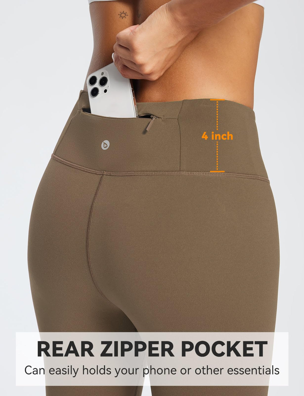 baleaf Fleece Lined Leggings for Women Water Resistant Thermal Hiking Pants Running Gear Skiing Tights Cold Weather Brown S