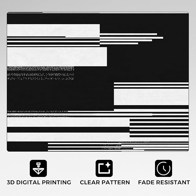 Black and White Stripe Rugs for Home Decor, 4x6 ft, Modern Stripes Area Rugs for Living Room, Soft Non Slip Washable Abstract Striped Carpet Bedroom Decorations Dt-Ghf-31