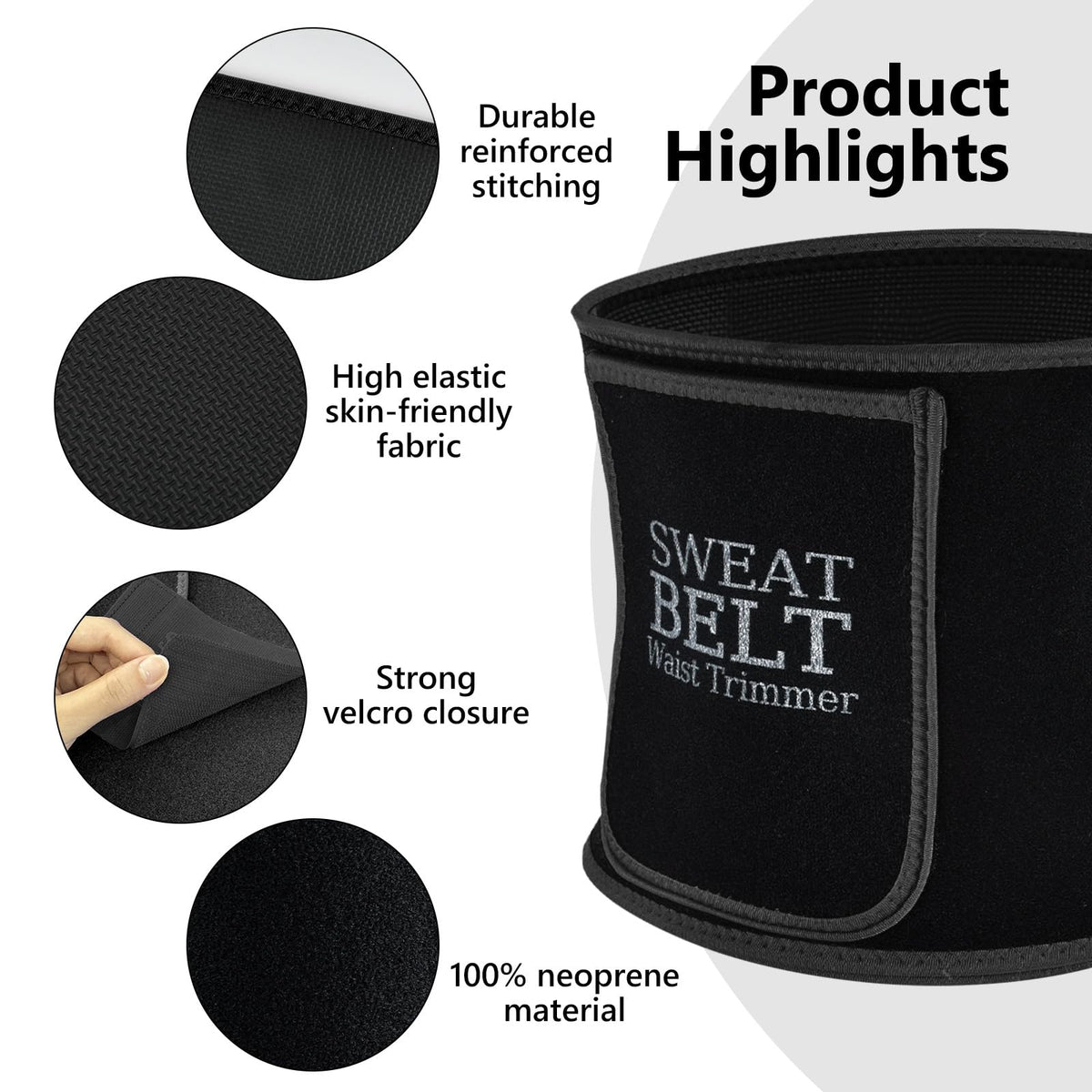 AMZBOSS Waist Trainer for Women Lower Belly Fat, Waist Sweat Band for Women, Belly Band Sweat Belt, Stomach Wrap with Pocket (Black, Medium)