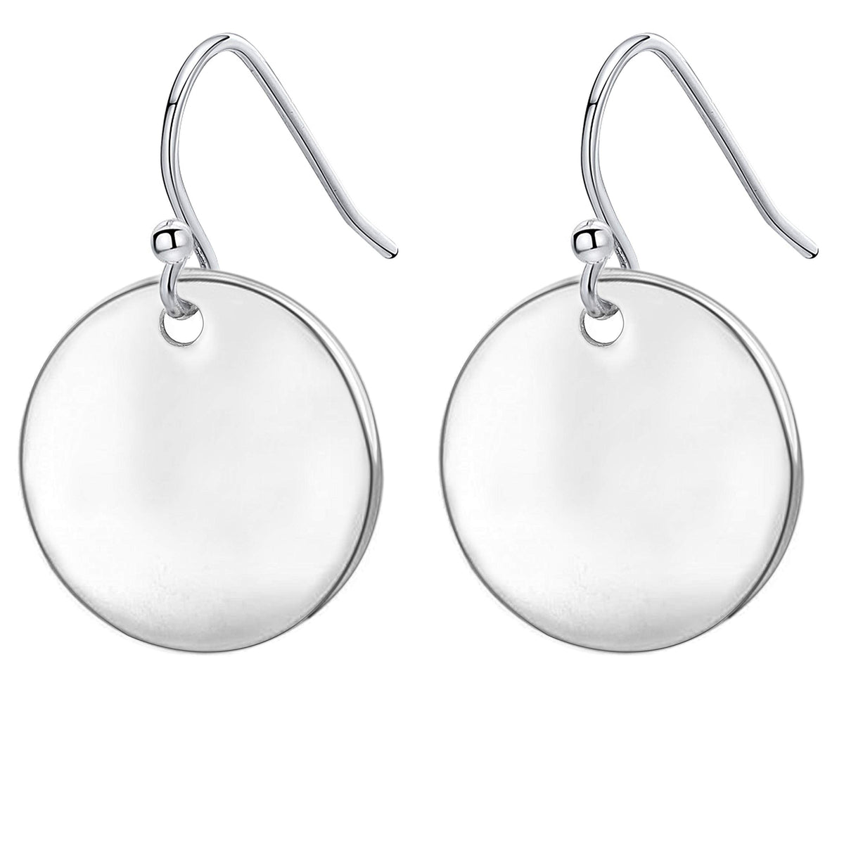 925 Sterling Silver Circle Disc Dangle Drop Earrings for Women Lightweight Small Round Hoop Statement Earrings Minimalist Jewelry