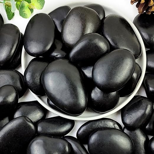 5lbs Black Pebbles for Plants, 2-3 Inch High Polished Natural Large River Rocks for Landscaping, Decorative Stones Vase Filler Fish Tank Aquariums Garden Outdoor and Indoor DIY