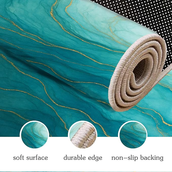 Luxury Marble Rugs - 7x10 Area Rug, Abstract Marble Area Rugs, Abstract Modern Living Room Rug, Washable & Non Slip Large Rug Home Decor