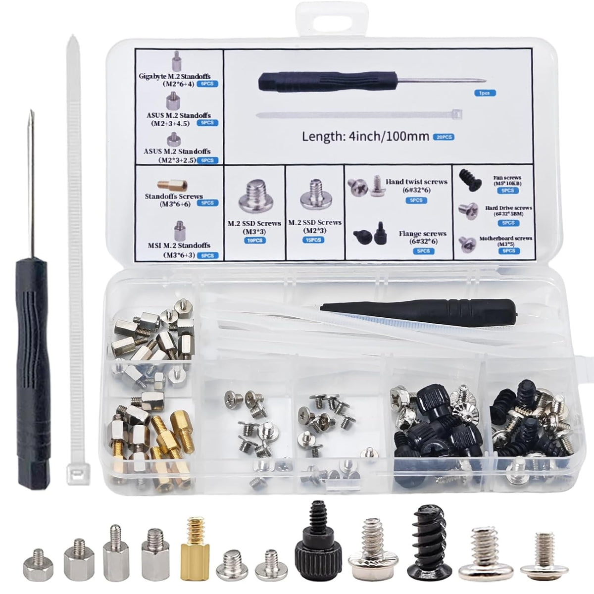 Trsewmi M.2 M.2 Screws, Motherboard Screw for Asus Gigabyte Asrock MSI Motherboards, Computer Screws for HDD, SSD, Fan