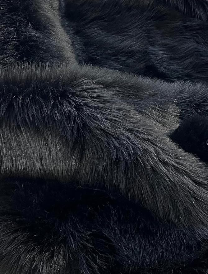 Free Shape Luxury Soft Fluffy Shag Area Rug Double Side by Side 3'x4', 90x120cm - Vegan Fur Ultra Soft Indoor Carpet Nursery Rugs for Bedroom Home Decor, Black