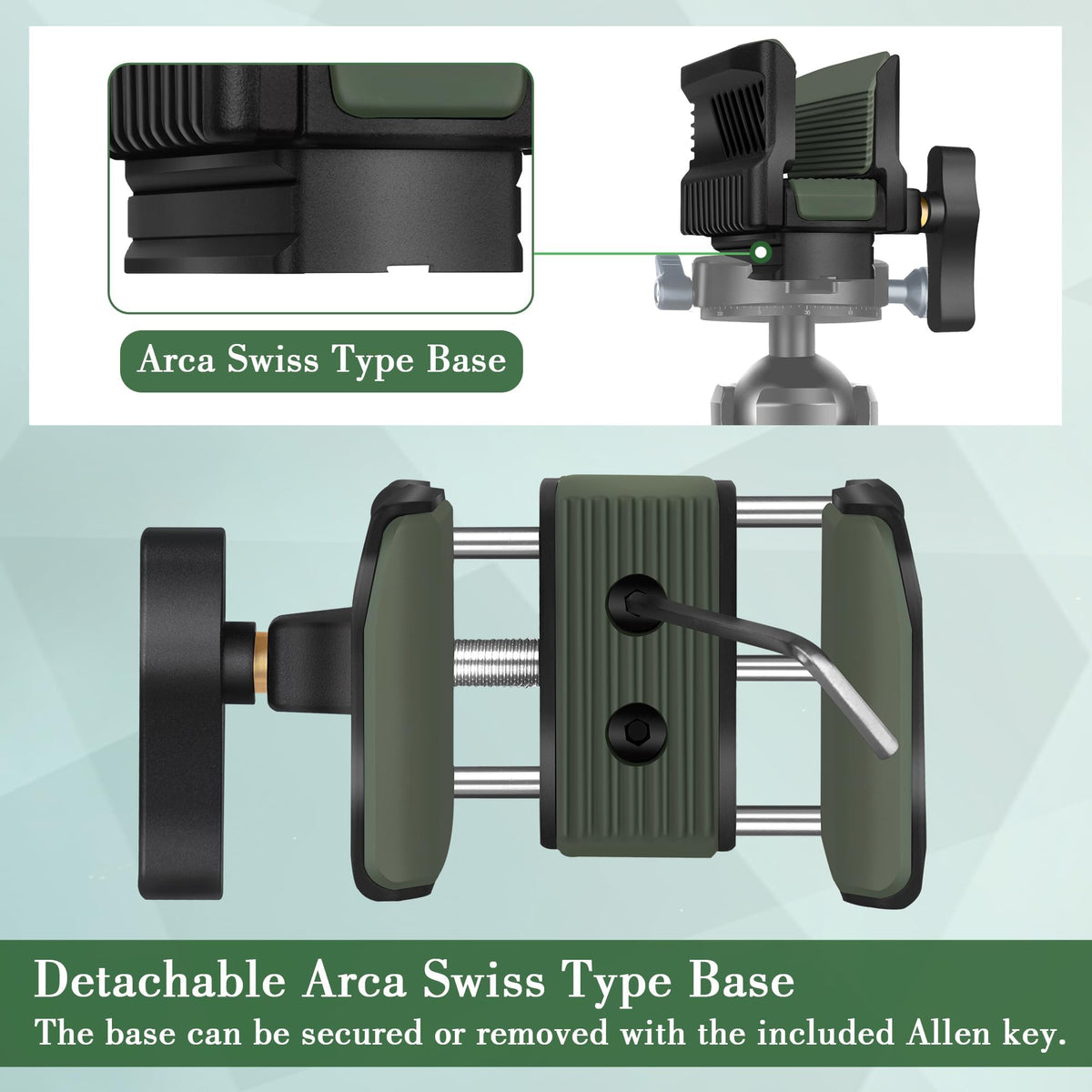 Manbily U-7 Shooting Saddle for Hunting Tripod, Aluminum Alloy Universal Rest Head Clamp Mount, Arca-Swiss Compatibility Base for monopod, Green