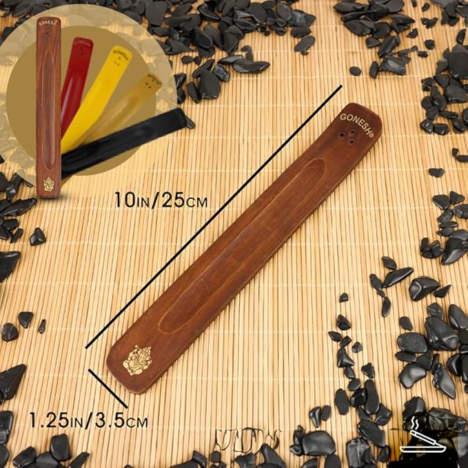 Gonesh - Incense Holder - Modern Home Decor - Wood Incense Burner - Gold - 10” x 1.25”