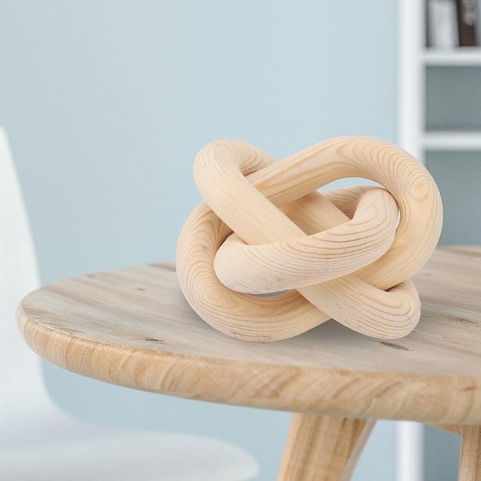 Wood Knot Decor for Coffee Table, 3 Link Wood Knot Decor Decorative Wooden Chain Link for Modern Farmhouse Home Living Room Bedroom Shelf Decoration