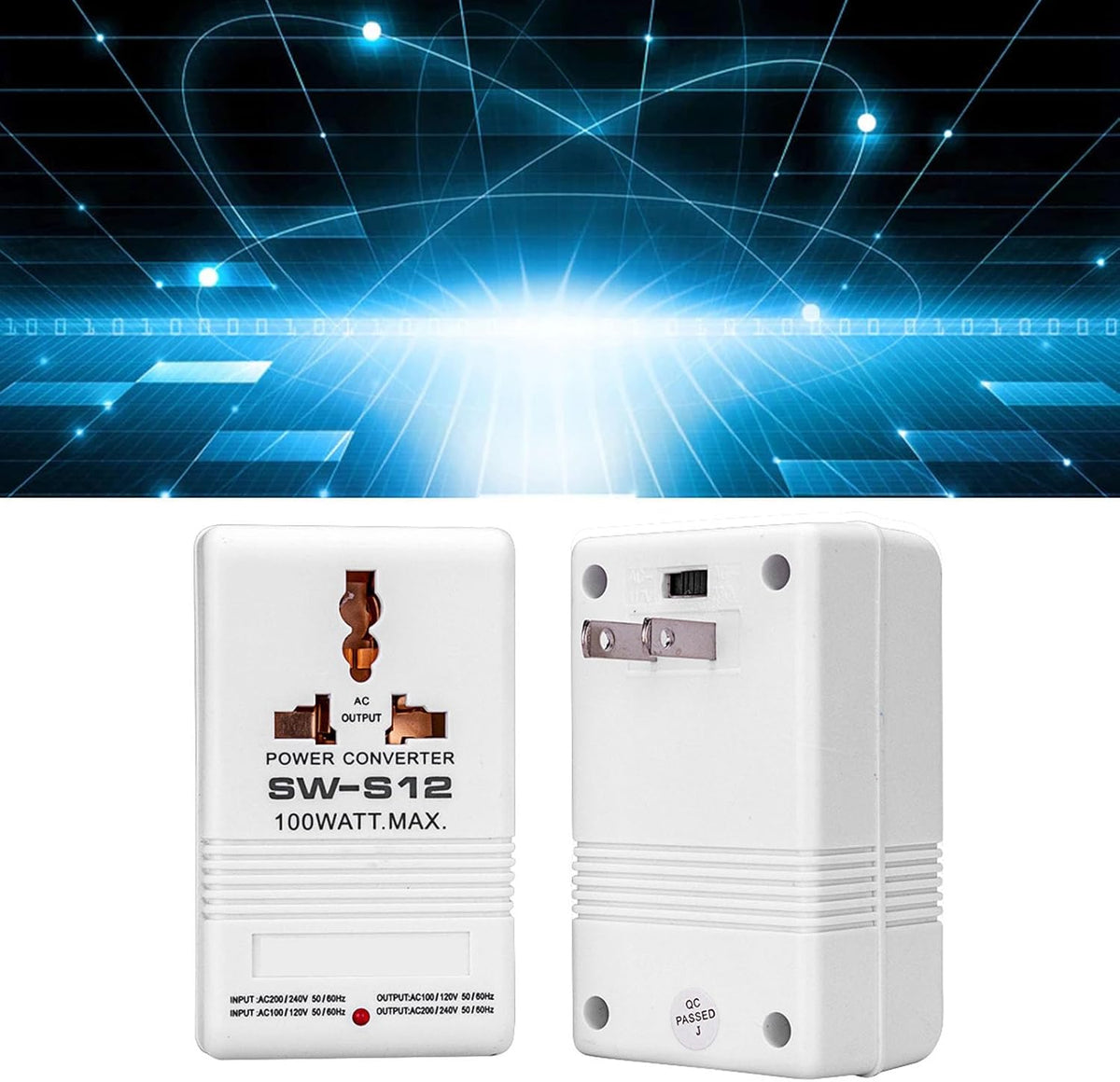 GOTOTOP SW-S12 100W 2 Travel Power Converter, Power Converter Way Foreign Electricity Transformer for Home Appliances