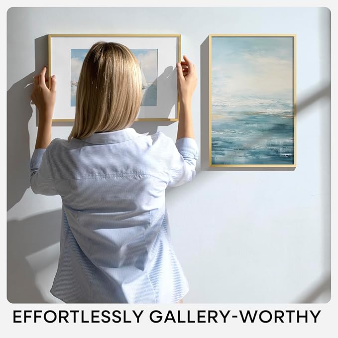 Homeforia 11x15 Picture Frame Gold, High End Metal 11x15 Poster Frames with Mat for 8.5x11, 11 x 15 Gold Frames Matted to 8.5 x 11 inch Photo, 11by15 Hanging Frames, Tempered Glass, Wall Kit, Set of 1
