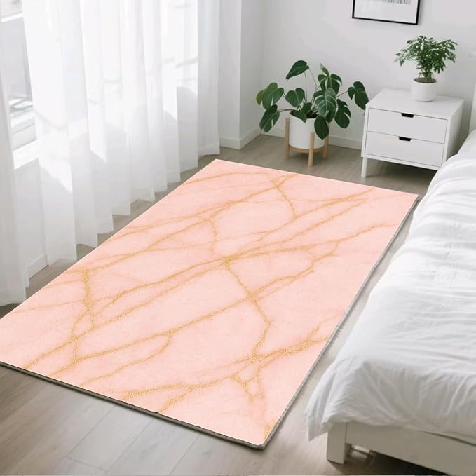 Abstract Marble Rug - 5x8 Area Rug, Modern Art Rugs, Luxury Marble Outdoor Rugs, Washable & Non Slip Carpet Home Decor