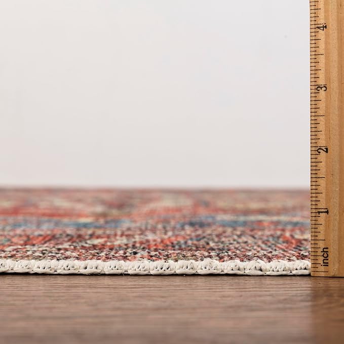 Keen Home Design 9x12 Rug - Machine Washable Area Rug with Non-Slip Backing, Ideal for Living Room, Dining Room, Bedroom - Vintage, Easy Clean, Durable, Low Pile Rug - (9' x 12')