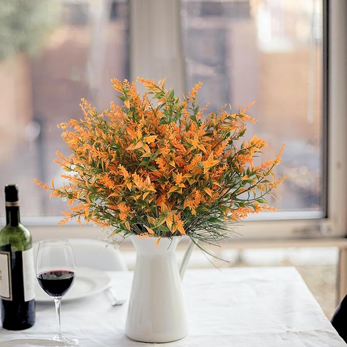 RECUTMS Fall Decoration for Home, Artificial Flowers for Outdoors Artificial Fall Flowers for Outdoors UV Resistant Artificial Plants Outdoor Artificial Flowers for Outdoors in Pots(Salmon)