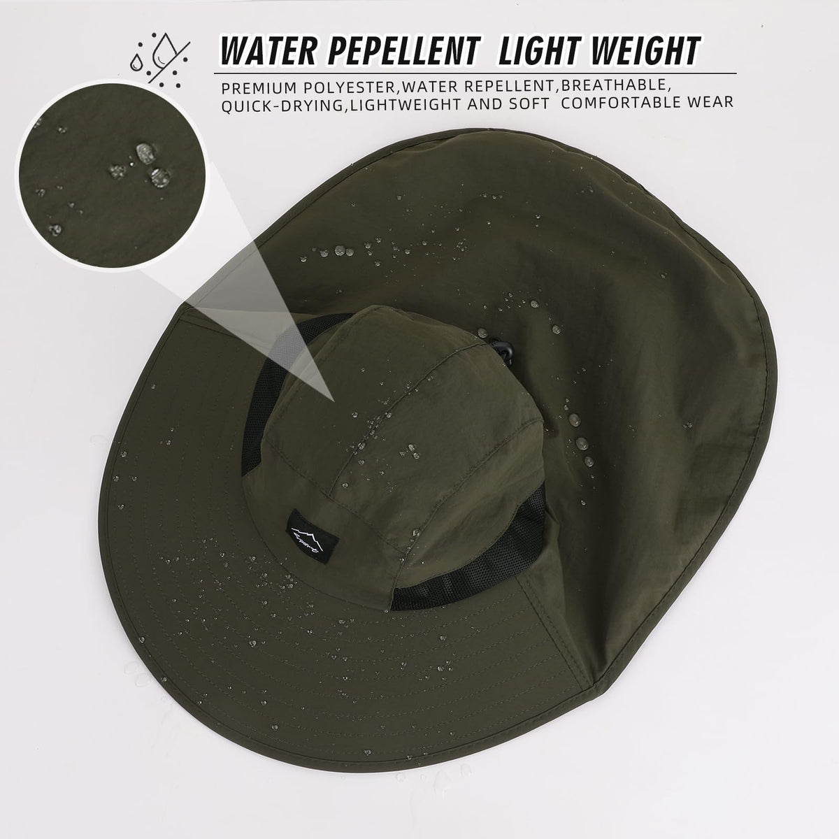 Rosoz Outdoor Sun Hat for Men Women, UPF50+ Protection Safari Cap Wide Brim Mesh Fishing Hat with Neck Flap Beach Garden