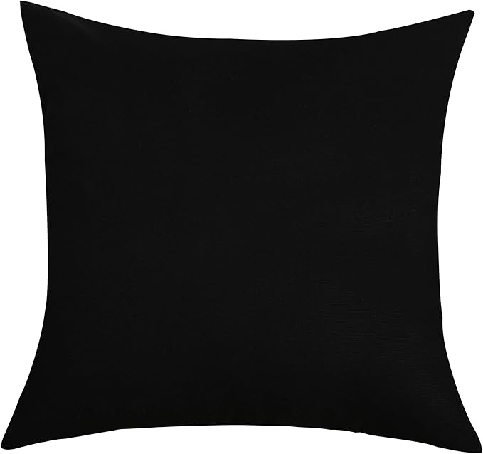 TangDepot Handmade Decorative Solid 100% Cotton Canvas Throw Pillow Covers/Pillow Shams, (16"x16", Black)