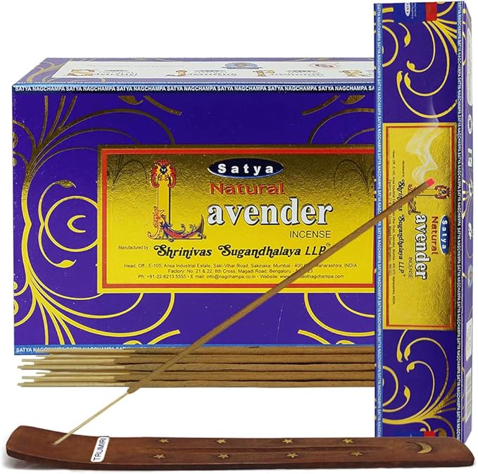 Natural Lavender Incense Sticks and Incense Stick Holder Bundle Insence Insense Satya