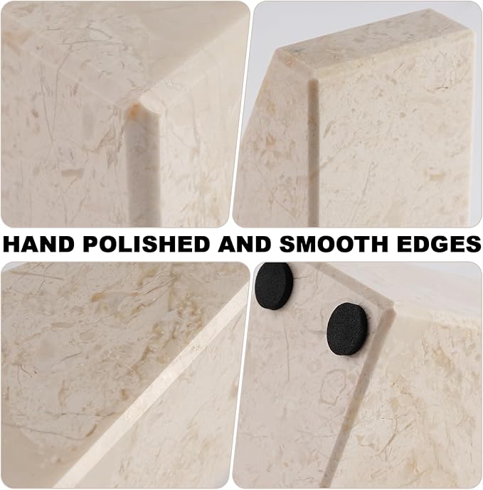 Marble Book Ends Decorative, Unique Bookends for Shelves, Bookends to Hold Heavy Books, Durable Book Holder Stopper for Home Office Desk Bookshelf Decoration, Turkey Natural Marble, Set of 2