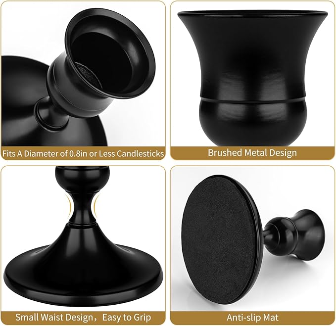 Black Candle Holder Taper Candle Holders, Set of 6 Candlestick Holders Decor for Home Decor, Metal Taper Candleholder for Fall Thanksgiving Halloween Christmas Table Fireplace Decor (6, Black)
