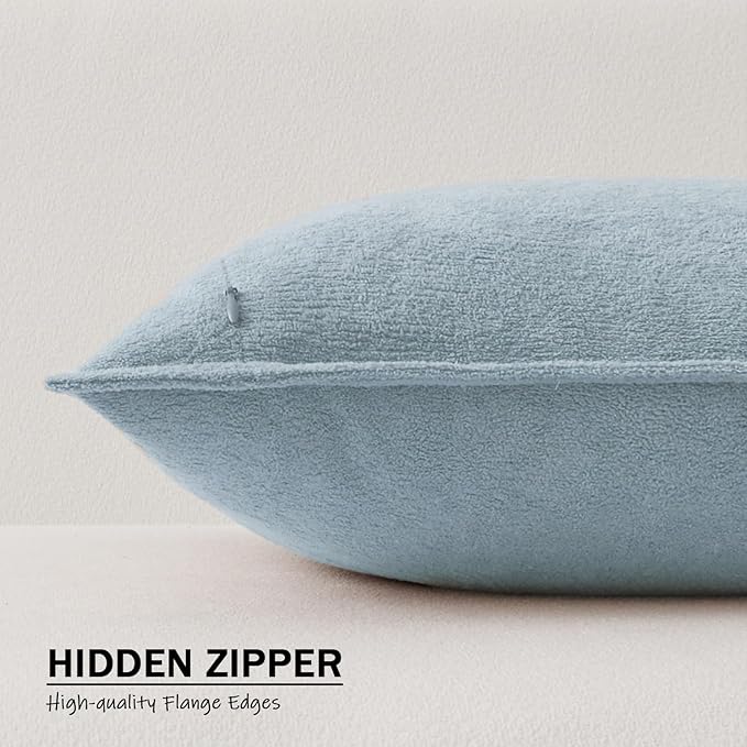Kevin Textile Waterproof Decorative Pillow Covers Light Blue 26x26 Inch Pack of 2 Soft Boucle Textured Euro Pillowcases Elegant Accent Pillows for Couch Sofa Chair Bed Home Decor Indoor Outdoor