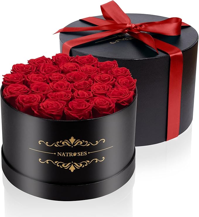 NATROSES 27 Piece Forever Preserved Roses in a Box, Preserved Flowers for Delivery Birthday, Flowers Gifts for Mothers Day, Red