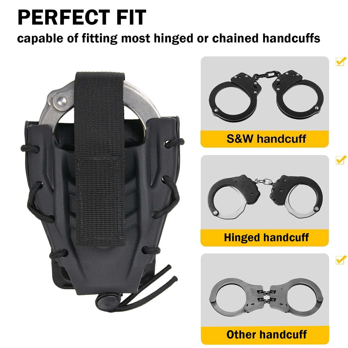 Handcuff Holster, Open Top Handcuffs Case, Cuff Pouch, Cuff Holder. Fit S&W Handcuff/Hinged Handcuffs/Other Cuffs (1 Pcs)