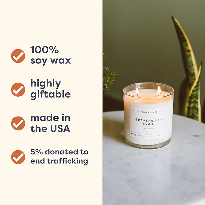 Calyan Wax Co. Fir & Clove 2 Wick Scented Candle - 37 Hour Burn - Luxury Non Toxic Soy Wax Candles - Long Lasting Large Glass Jar Candle for Home - 8.8oz