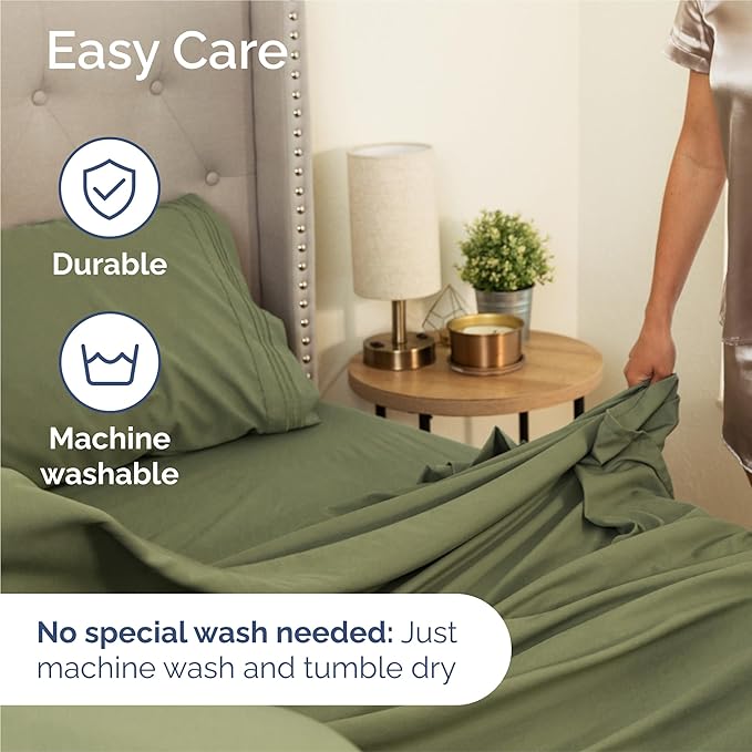 Split King Size 5 Piece Sheet Set - Comfy Breathable & Cooling Bed Sheets Set - Hotel Luxury Bedding for Women, Men, Kids, Teens, Boys & Girls - Deep Pockets and Wrinkle Free - Oeko-Tex - Sage Green