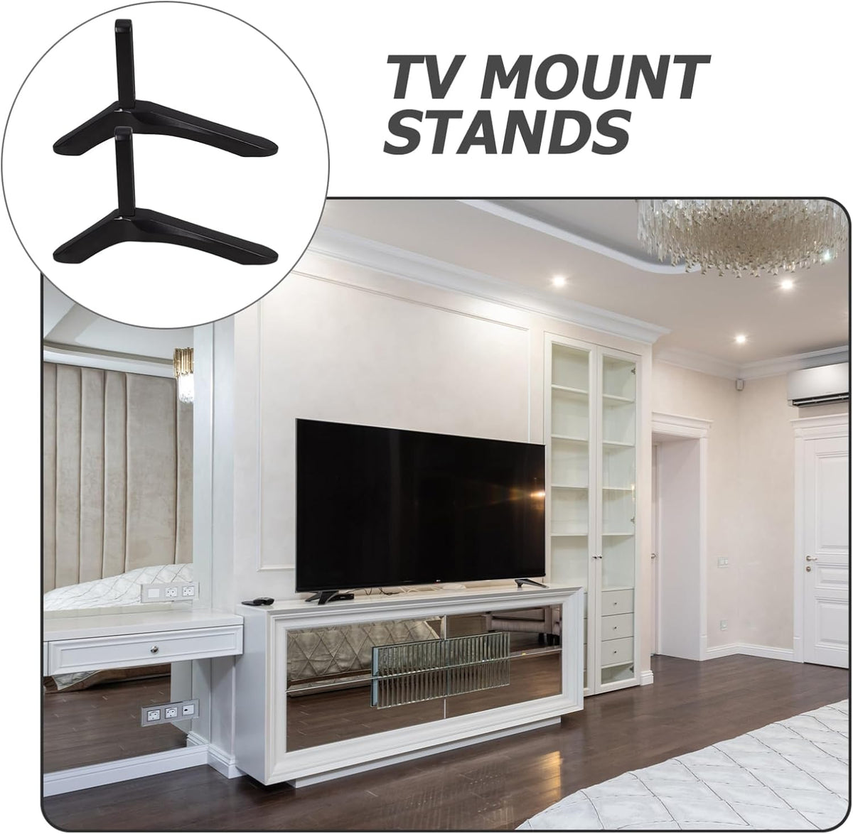 Cabilock Universal TV Stand Screws Adjustable Tabletop TV Base Bracket Height Adjustable Sturdy Metal Construction