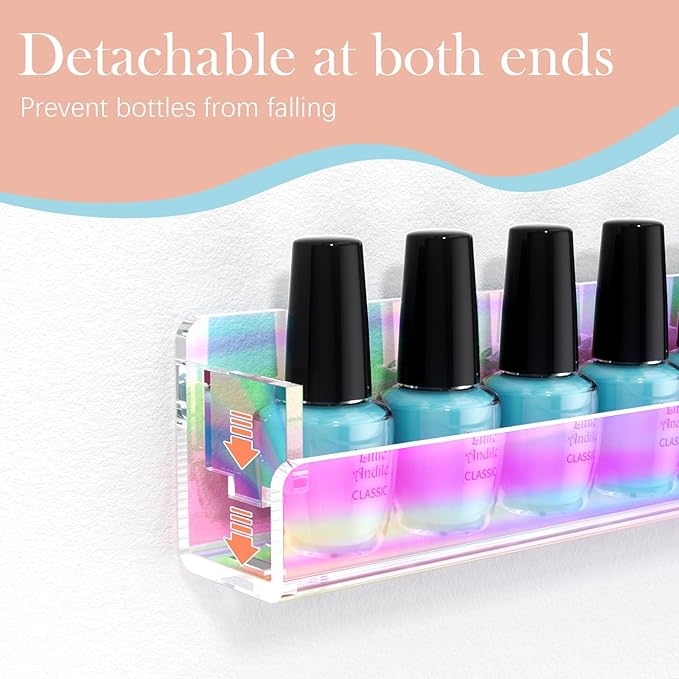 FEMELI Nail Polish Wall Rack (Iridescent, 15 inch)