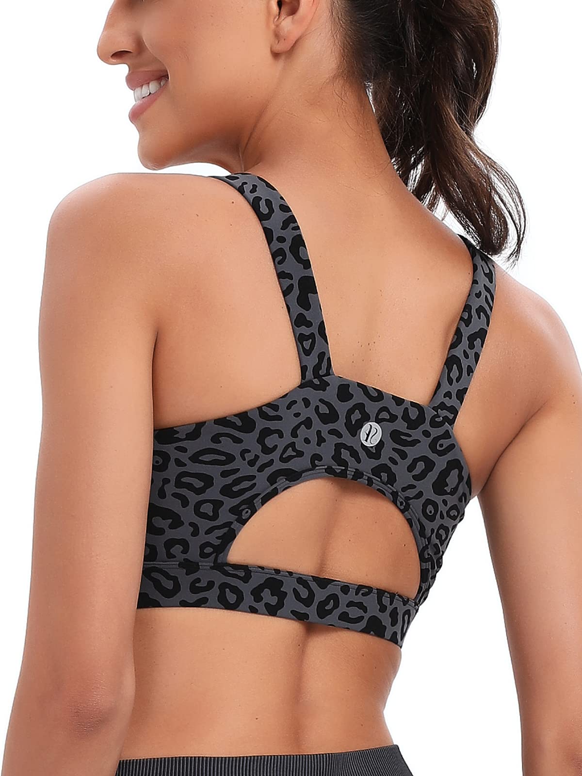 RUNNING GIRL High Impact Sports Bras for Women,Racerback Bra Workout Crop Tops for Women(WX2667 Leopard Print,XXL)