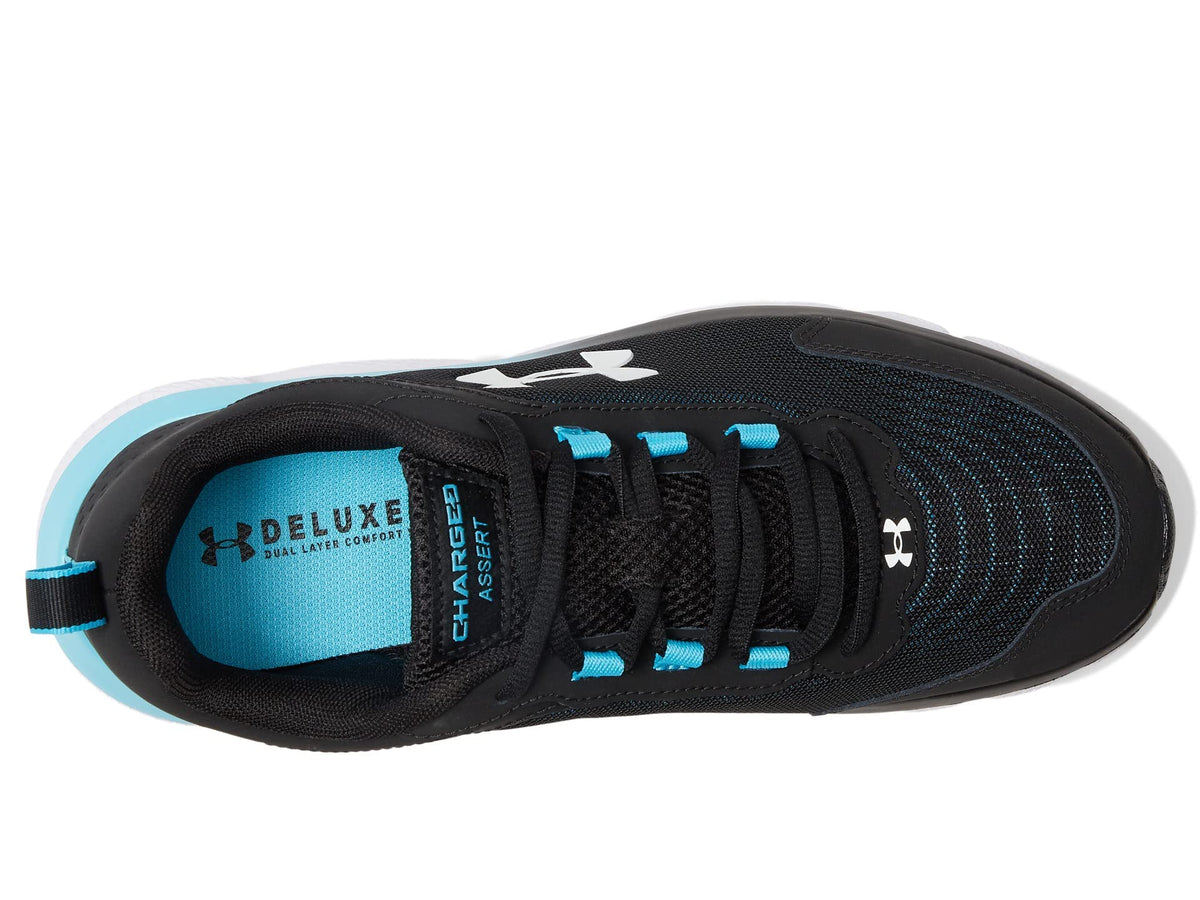 Under Armour Men's Charged Assert 9DISC, (009) Black/Blue Surf/White, 10.5, US
