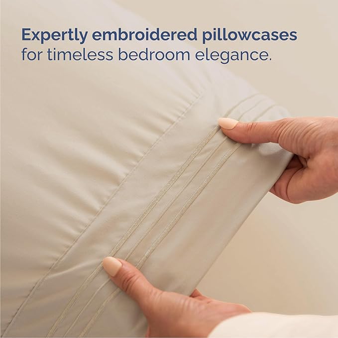 Queen Size 4 Piece Sheet Set - Comfy Breathable & Cooling Bed Sheets Set - Hotel Luxury Bedding for Women, Men, Kids & Teens - Deep Pockets, Easy Secure Fit, Soft and Wrinkle Free - Oeko-Tex - Wheat