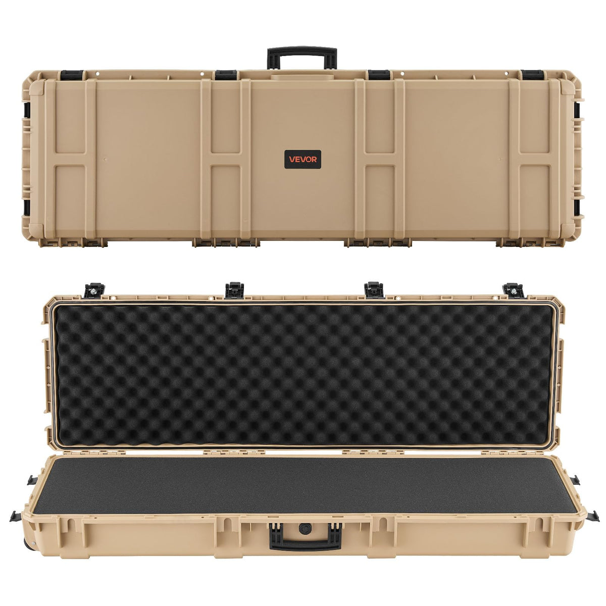 VEVOR Rifle Case, Rifle Hard Case with 4 Layers Fully-protective Foams, 52 inch Lockable Gun Storage with Wheels, IP67 Waterproof & Dustproof, for Rifle, Shotgun, Airsoft Gun, Khaki