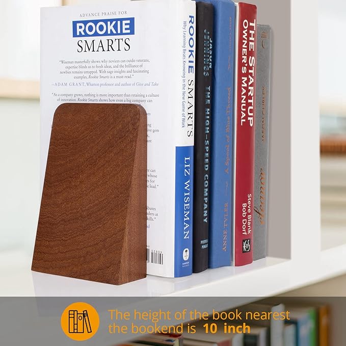 Wood Handmade Heavy Duty Bookends for Shelves Decorative Book Ends to Hold Books for Office