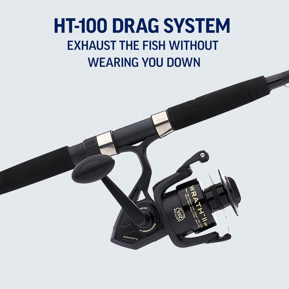 PENN 6'6" Wrath II Fishing Rod and Spinning Reel Combo, Size 2500, Medium Light Power, Extra Fast Action, Corrosion-Resistant Graphite Construction, Lightweight and Durable