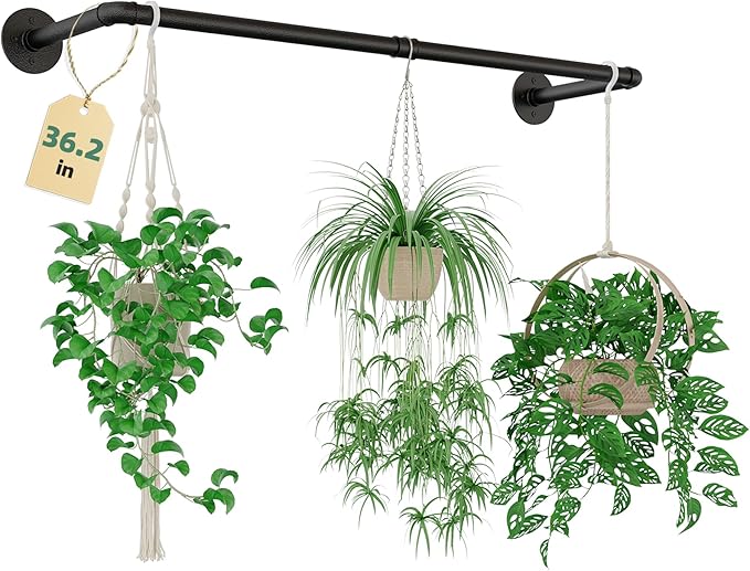 Plant Hanger Indoor Hanging Planters for Indoor Plants Hanging Plant Holder Black Metal Rod(Pot/Chain/Plant not Included