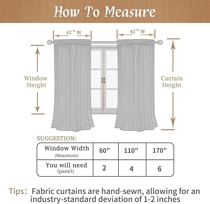 LAMIT Ivory 100% Blackout Linen Curtains 84 Inches Long, Linen Textured Living Room Farmhouse Curtains Full Room Darkening Back Tab and Rod Pocket Panels with White Liner, 2 Panels, 42 x 84 Inch