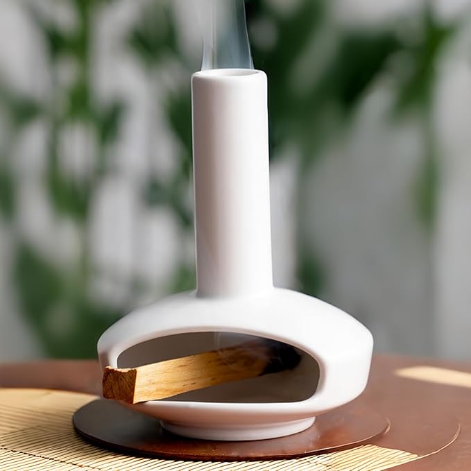 Handcrafted Palo Santo Holder Mini Chiminea Cone Incense Stick Burner Ceramic for Meditation Accessories Unique Design High Temperature Resistance Ideal for Yoga Aromatherapy Relaxation