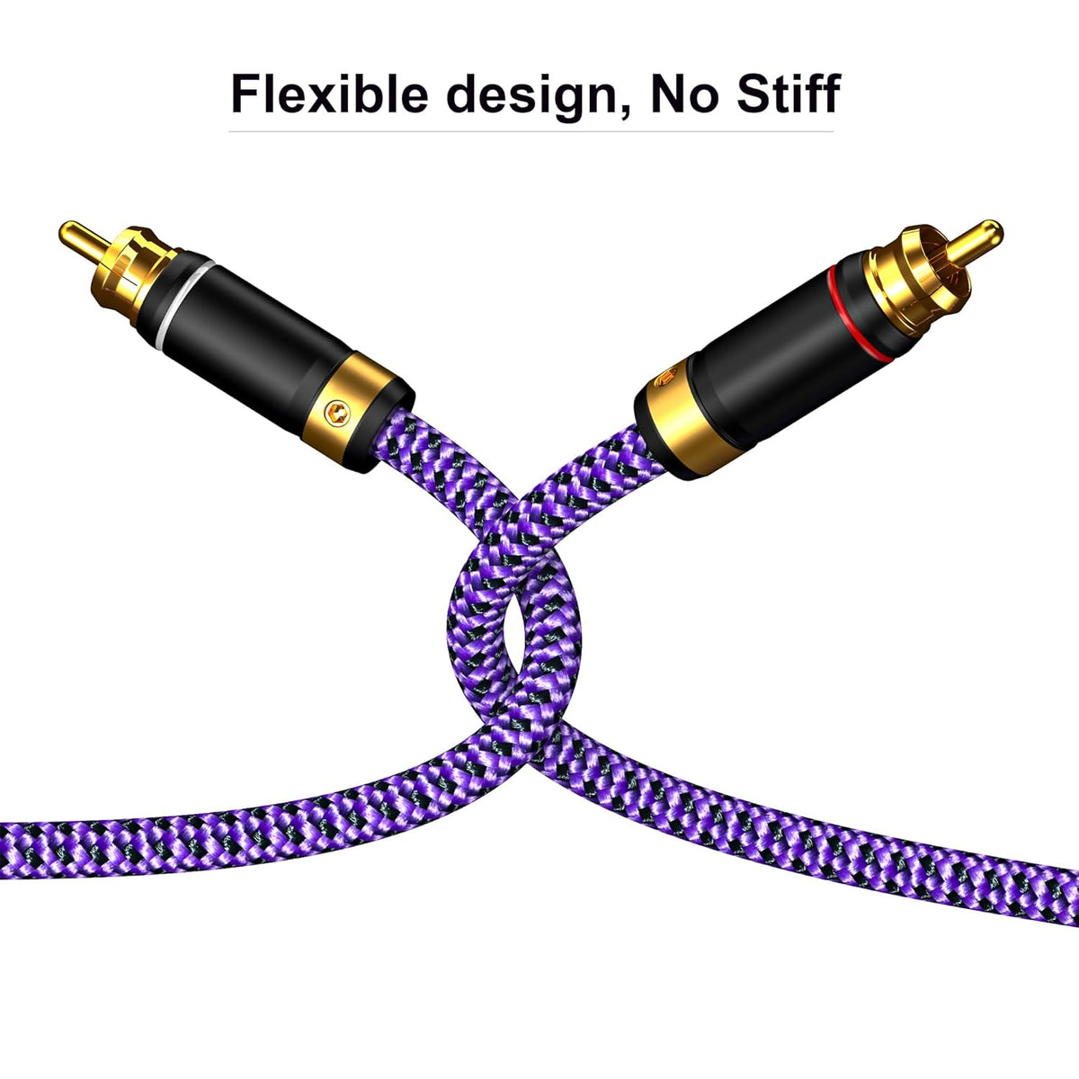 Veimeitk 2 2 24K (2.5FT/0.75m) RCA to RCA Audio Cable Heavy Duty Gold-Plated Pure Copper Shell Oxygen-Free Copper